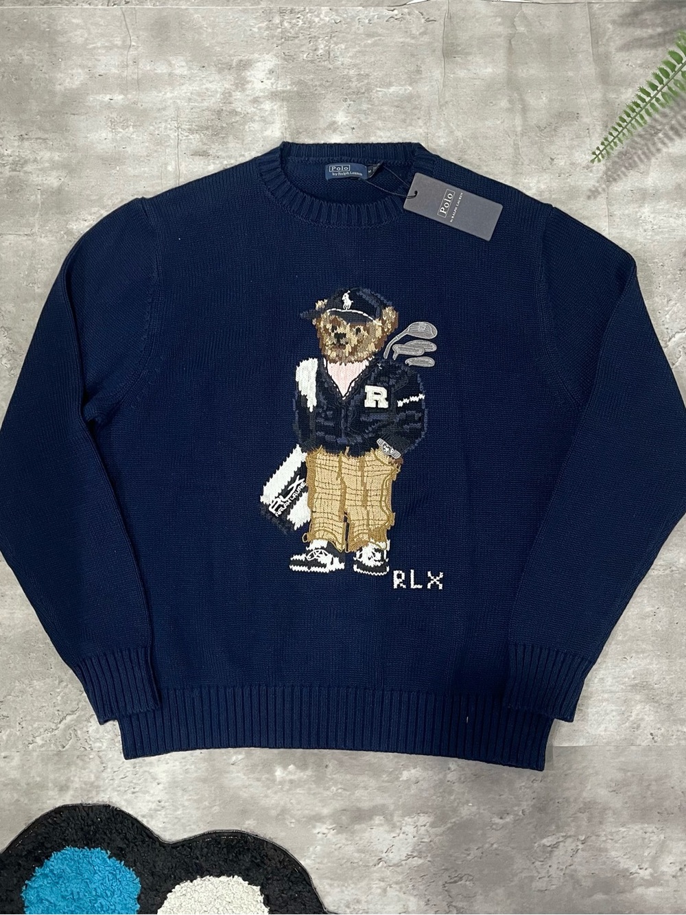 Polo Ralph Lauren Polo Bear Golf Navy Knit Sweater Womens Medium M BNWT Preppy